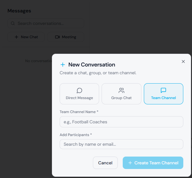 ScoutSync communication hub with team threads