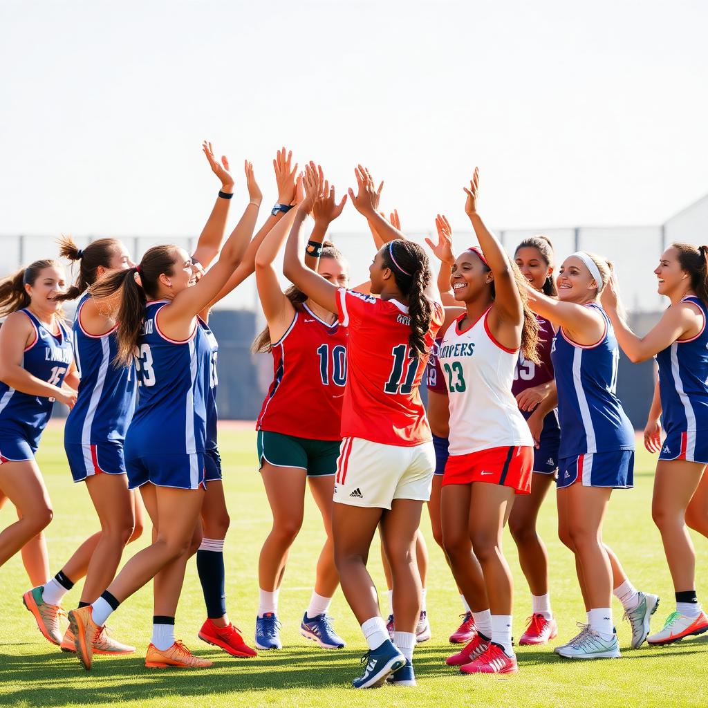 Women's volleyball athletes competing
